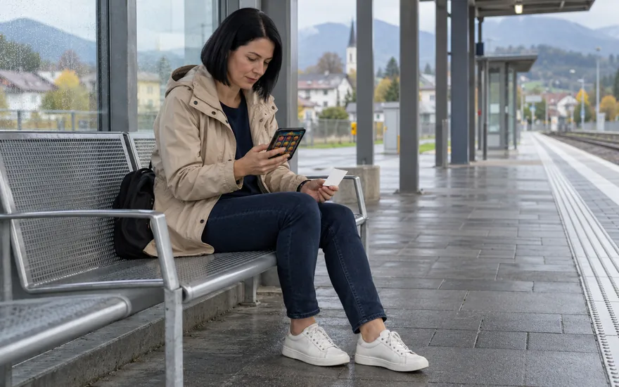 888 casino app: erwachsene Person prüft eine mobile Slotansicht am Telefon